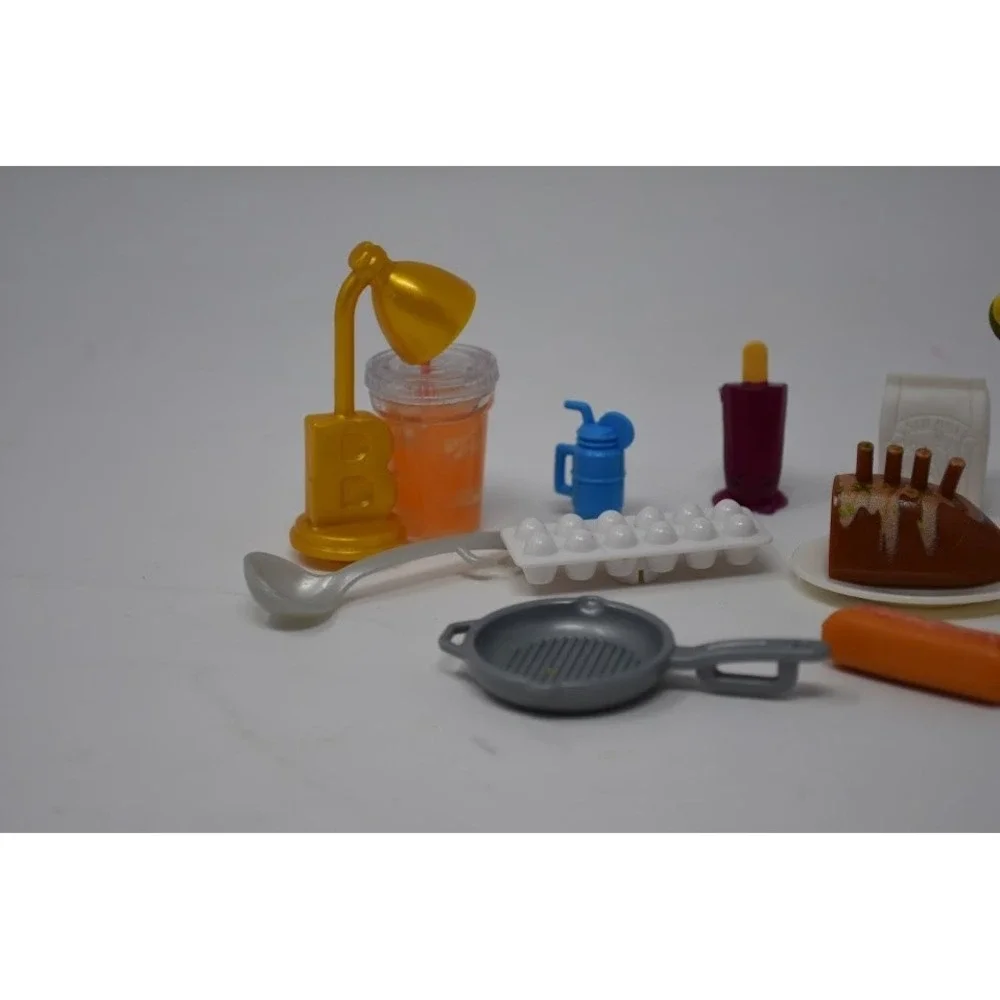 Barbie Doll Kitchen Food Accessories Lot Cake Hot Dog Eggs Cookware Play Set